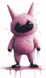 a small toy with very large eyes in a room