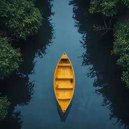 yellow boat floating on top of the blue water