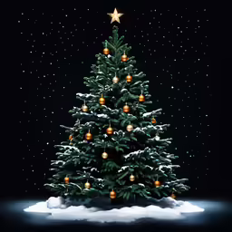 a christmas tree is shown on a dark background