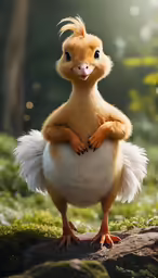 a bird standing up while on the ground
