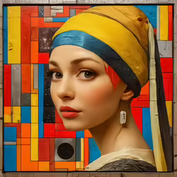 there is a woman with a pearl earring painted on the wall