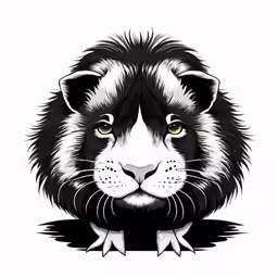 the black and white illustration of a lion