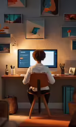 a person sitting at a desk working on a computer
