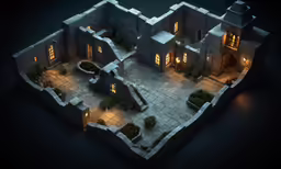 a model of a building with some lights