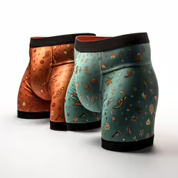 three colorful boxer shorts, each with a different pattern,3 pack of boy