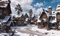 an old winter street in the middle of town
