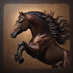 an artistic photo of a running brown horse