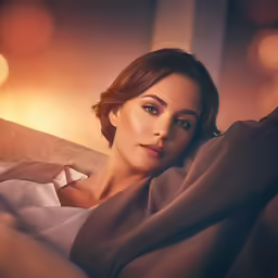 a close up of a person laying on a couch