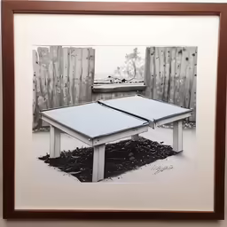 two framed tables on display, sitting side by side
