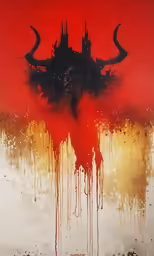 a painting of a person with red and yellow colors