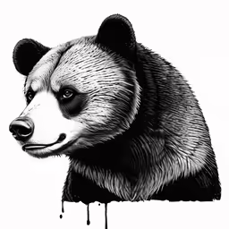 black and white photo of an animal with paint splattered on its body