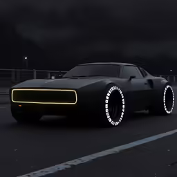 a sports car with some lights around it