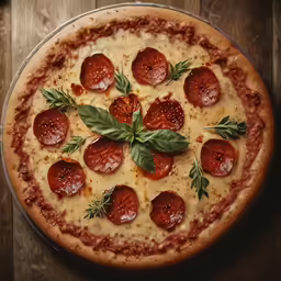 a pizza with some toppings on a tray