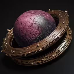 a purple apple with a gold trim in a gold case