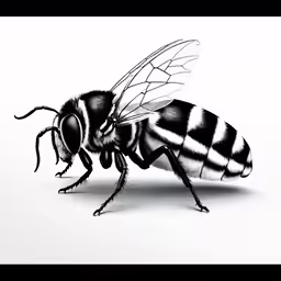 a small bee is standing on a white surface