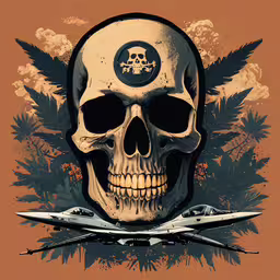 the skull is on a piece of paper,an old photo of a skull and jet pack