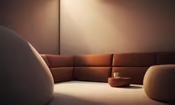 a large leather sofa and table in a modern room