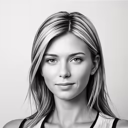 the woman is in black and white with the portrait on it