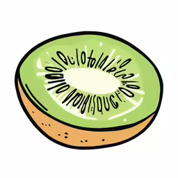 a kiwi fruit is half drawn