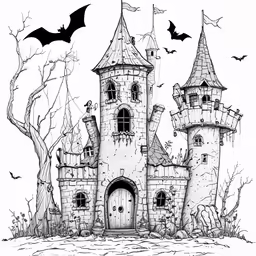 a drawing of an elaborate castle in the night