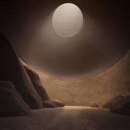 a circular light is coming from the inside of a cave