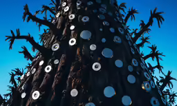 a palm tree has circles and palm trees all over it