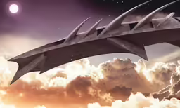 a giant dragon flying through the air above clouds