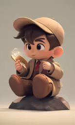 a boy holding a glass of wine sitting on top of a rock