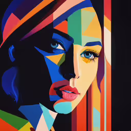 a very beautiful lady that is in very bright colors,a very pretty lady with very colorful colors