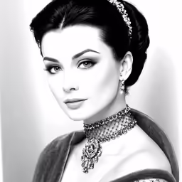 an elegant woman wearing a black dress and silver accessories