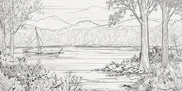 the coloring page shows a boat on water,an illustration of a boat docked in the water