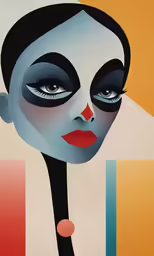 a drawing of a woman with an orange nose
