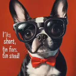 a small dog wearing sunglasses and a bowtie