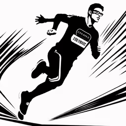 the silhouette of a male running
