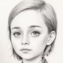 this is a portrait of a young girl in pencil