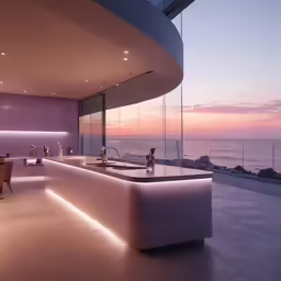 an inside kitchen with many white items