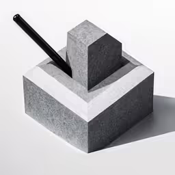 this item has a pen and it sits on top of a large block