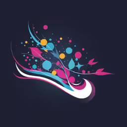 a colorful wallpaper with circles and leaves on the top
