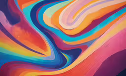 a close up picture of an abstract painting,a large, colorful painting of abstract shapes