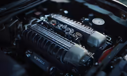 a close up view of the engine in a car