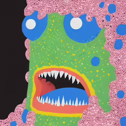 a painting of the mouth of a green monster
