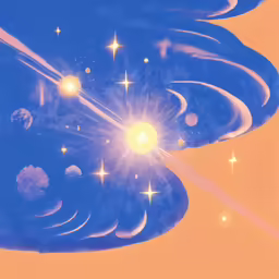 an abstract picture of planets with a star burst