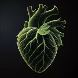 green leaf in the shape of a human heart