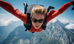 a woman who is flying with her feet up