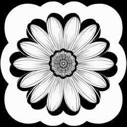 a black and white flower with the center centered