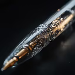 a ball point pen that is shiny and black