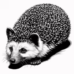 a black and white drawing of a badger