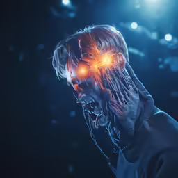 man covering his face with one hand under his face