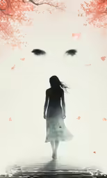 there is a woman walking on stairs that are silhouetted