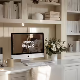 a desktop with an inspirational quote that has been put on it